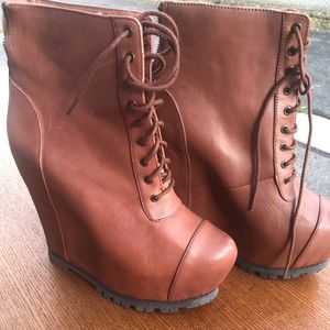 Charlotte Russe Brown Wedge Booties. Size (8)